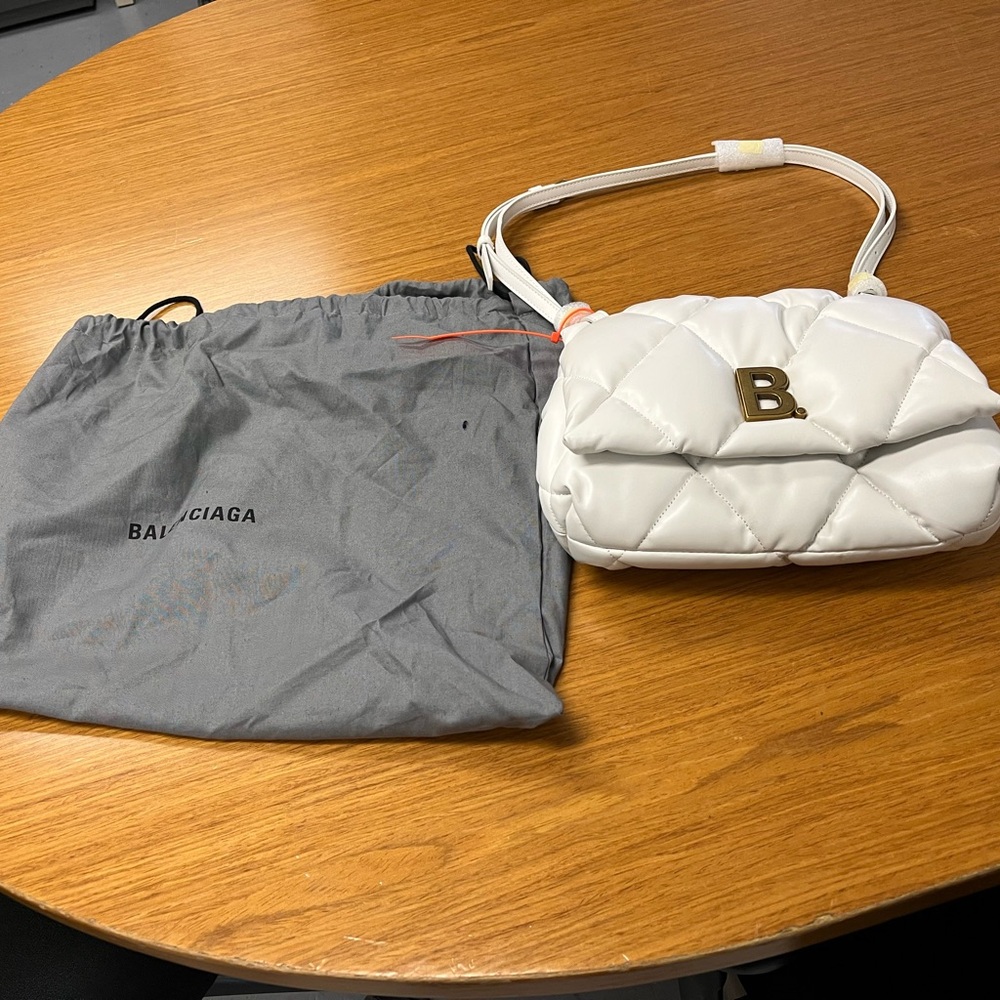 Balenciaga White Quilted Shoulder Bag